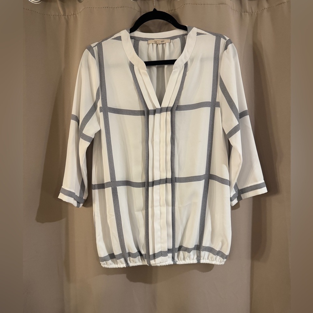 Women's 41 Hawthorn White and Black Checkered Top